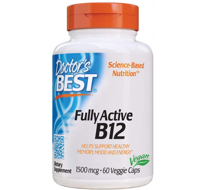Doctor's Best Fully Active B12 1500 mcg, Витамин В12  активный, 1500 мкг, 60 капсул